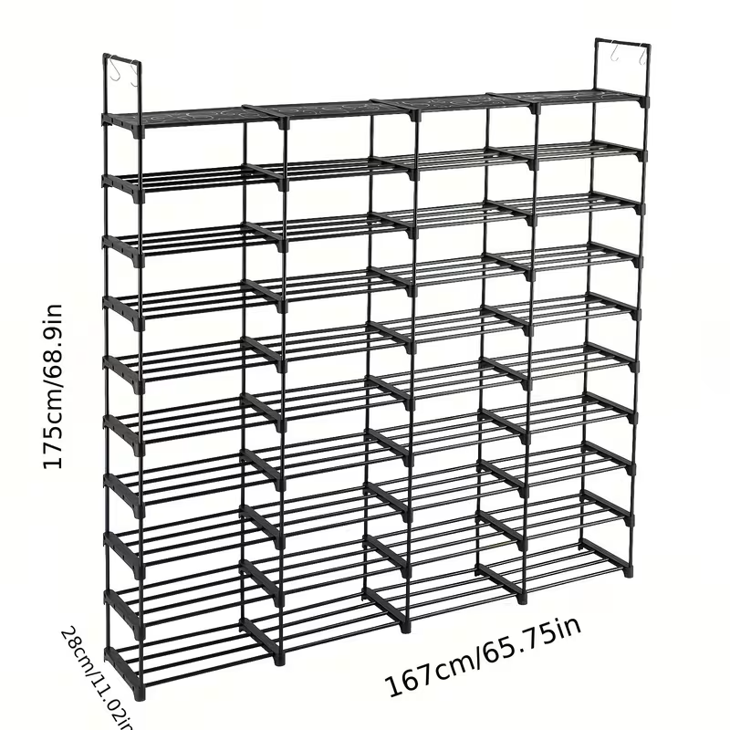 Multi-Tier Shoe Rack Organizer with Side Hooks