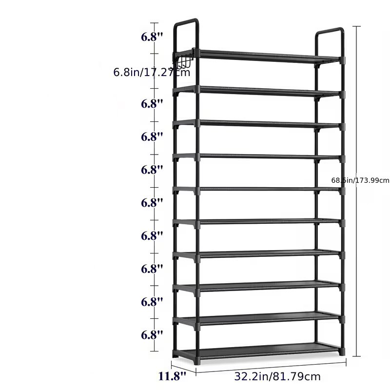 Multi-Tier Shoe Rack Organizer with Side Hooks