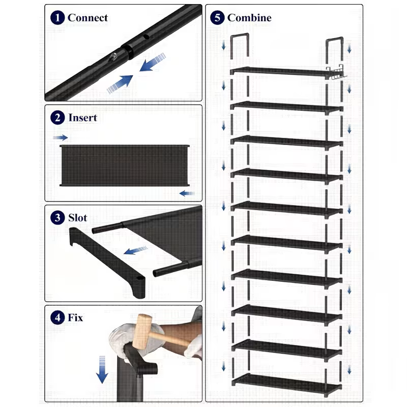 Multi-Tier Shoe Rack Organizer with Side Hooks