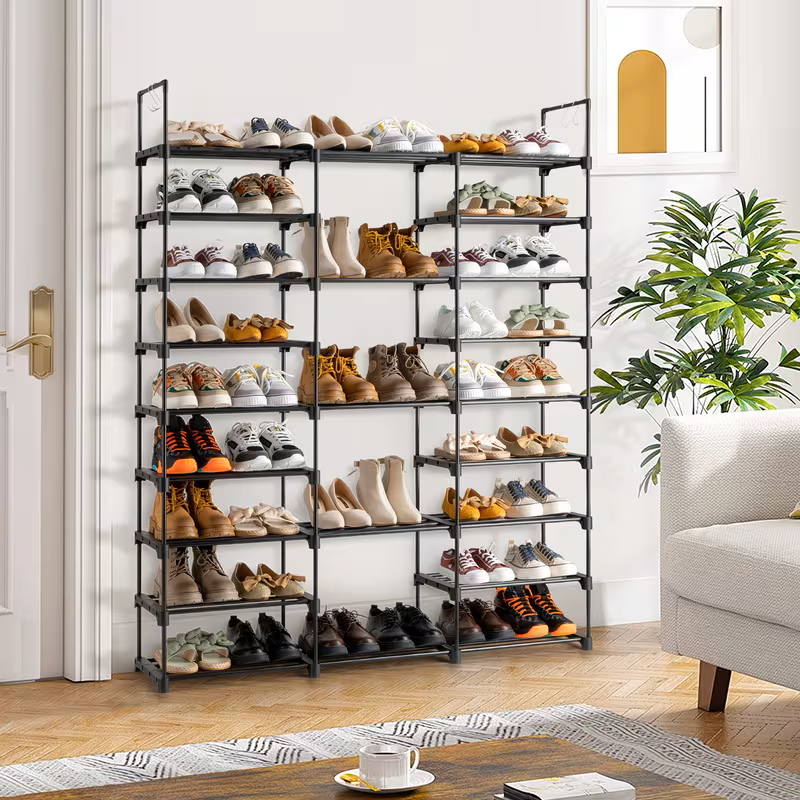 Multi-Tier Shoe Rack Organizer with Side Hooks