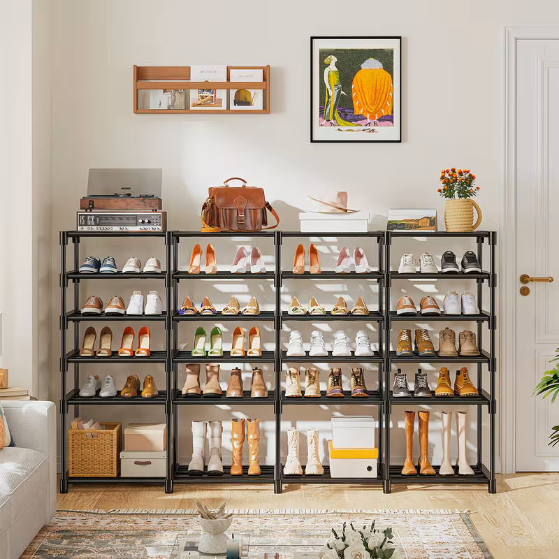 Multi-Tier Shoe Rack Organizer with Side Hooks