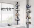 Black 4-Tier Corner Shower Caddy – Rust-Resistant Tension Organizer