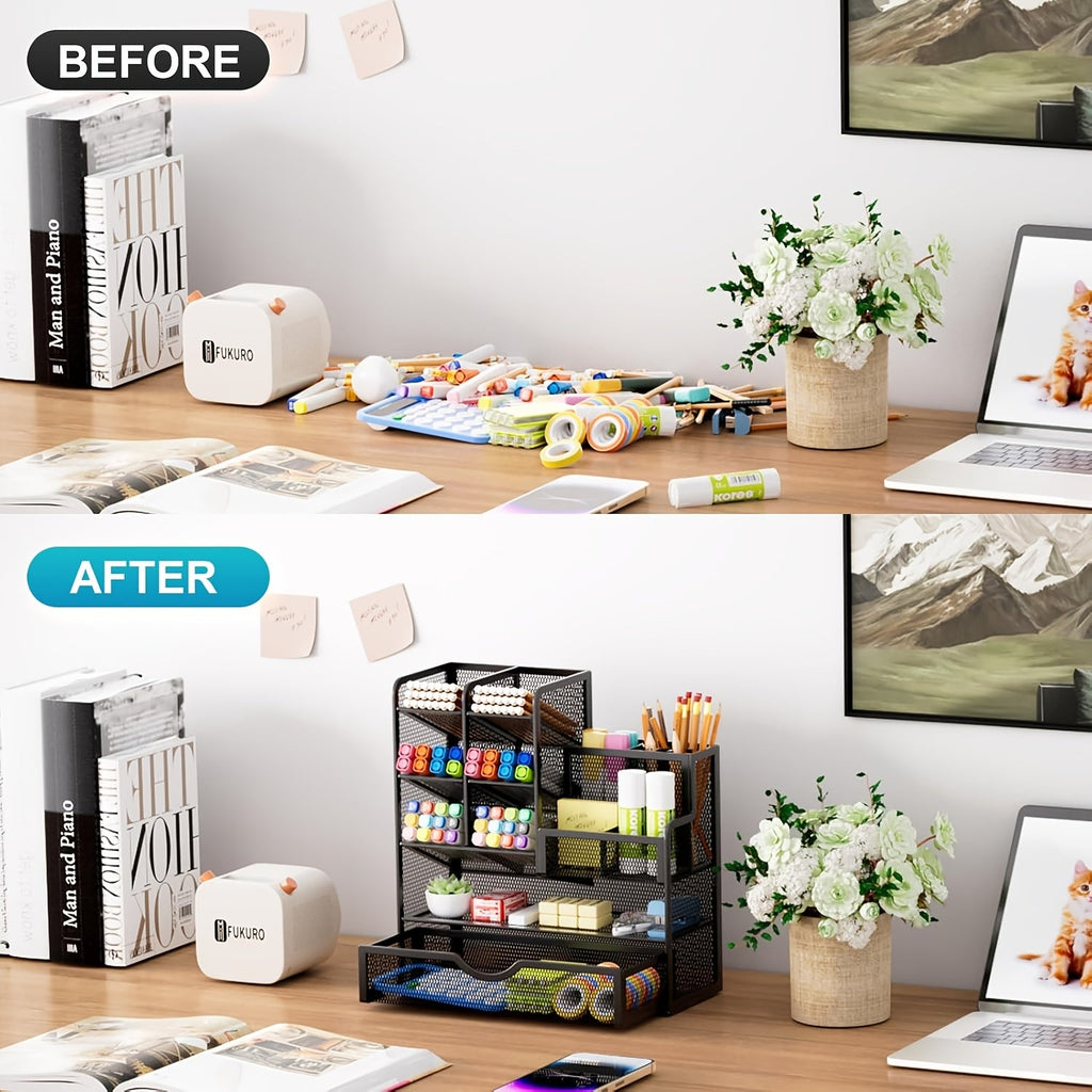 Multi-Layer Metal Mesh Desk Organizer
