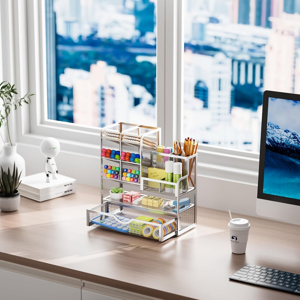 Multi-Layer Metal Mesh Desk Organizer