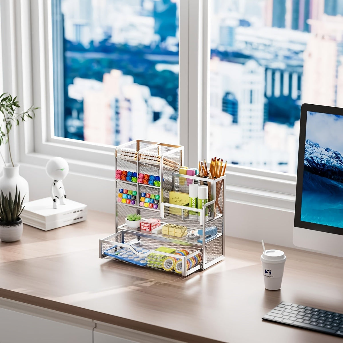 Multi-Layer Metal Mesh Desk Organizer