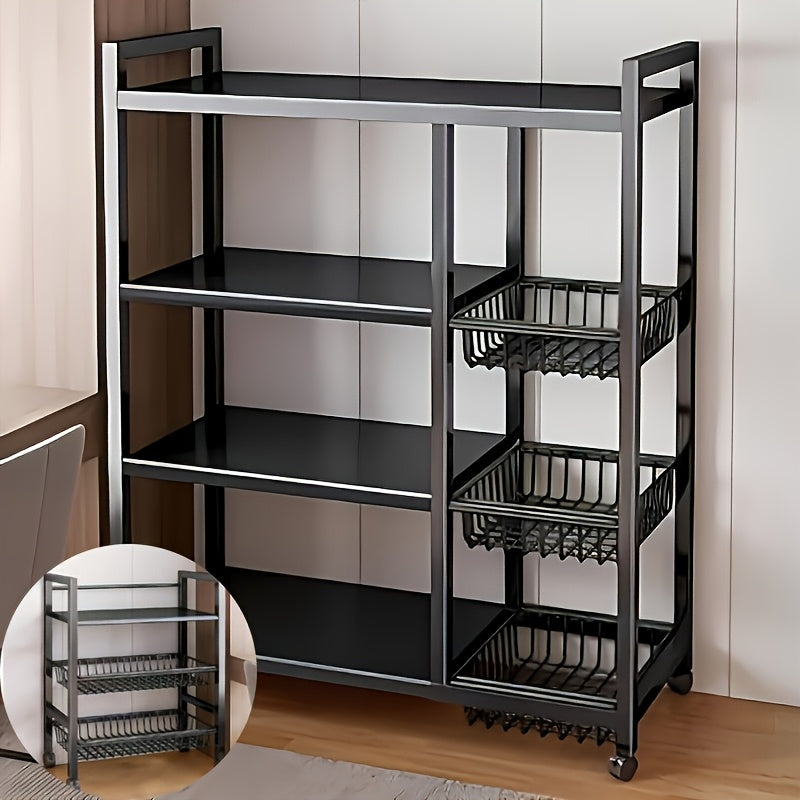 4-Tier Rolling Metal Utility Rack with Baskets