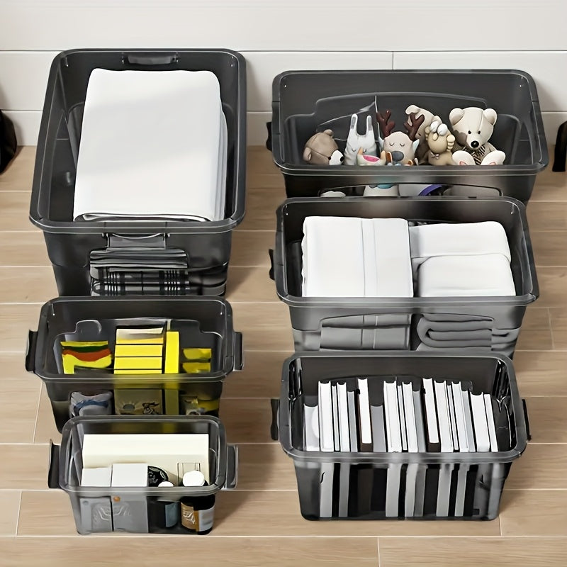 4-Piece Clear Stackable Storage Bins with Lids & Handles
