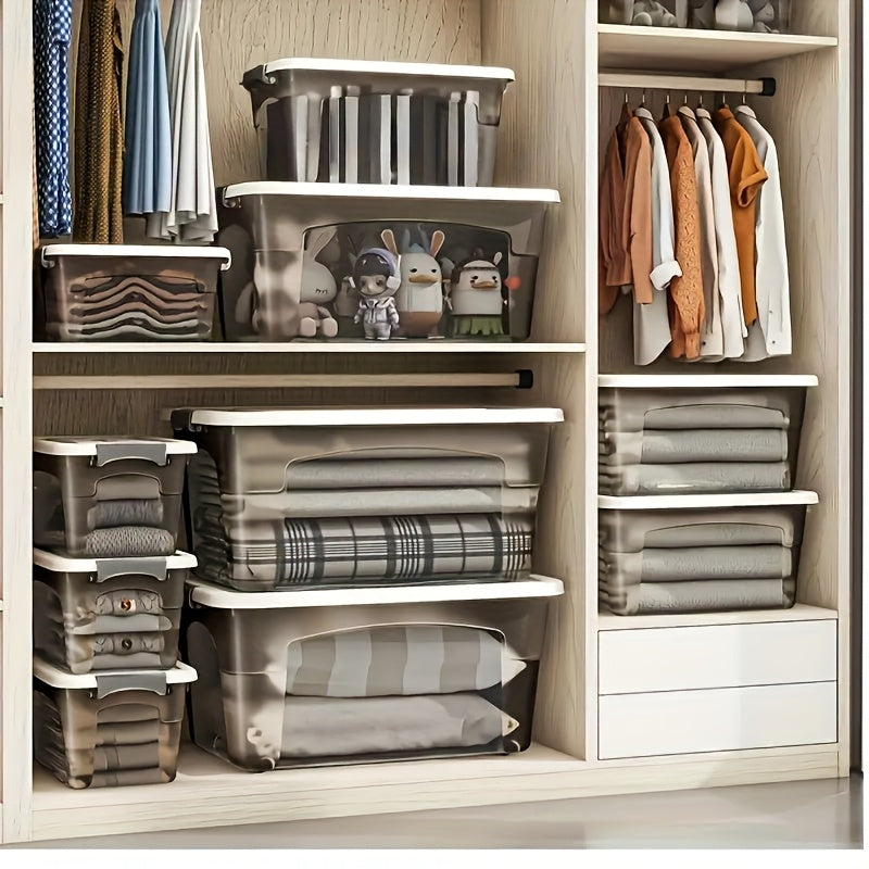 4-Piece Clear Stackable Storage Bins with Lids & Handles