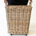 Rolling Rattan Storage Basket – Handwoven Kubu Grey