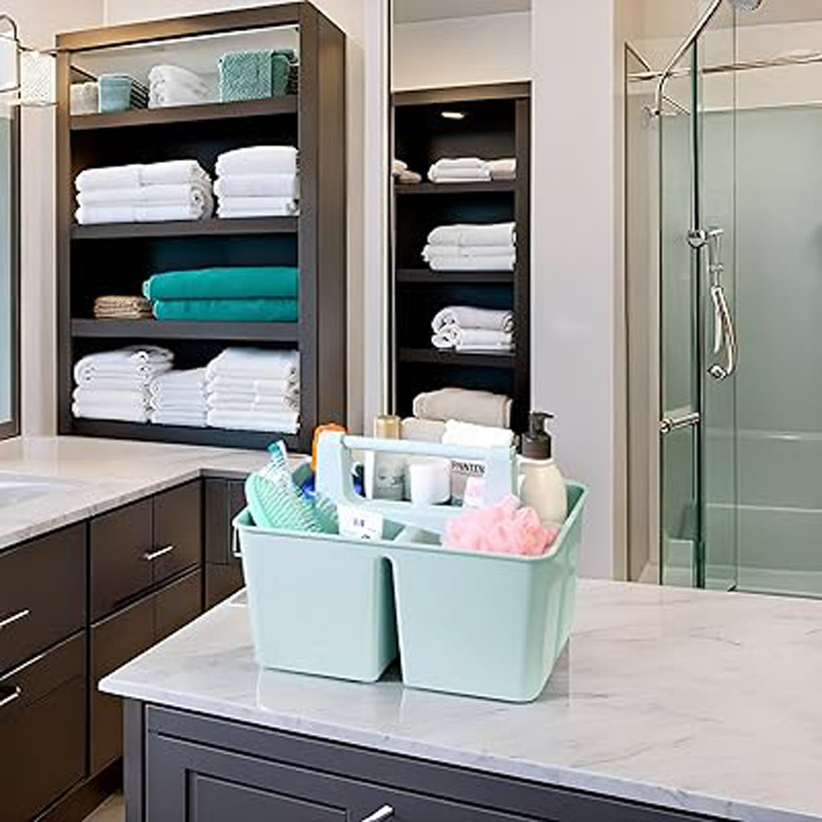 3-Compartment Portable Shower Caddy – Quick-Drain Organizer